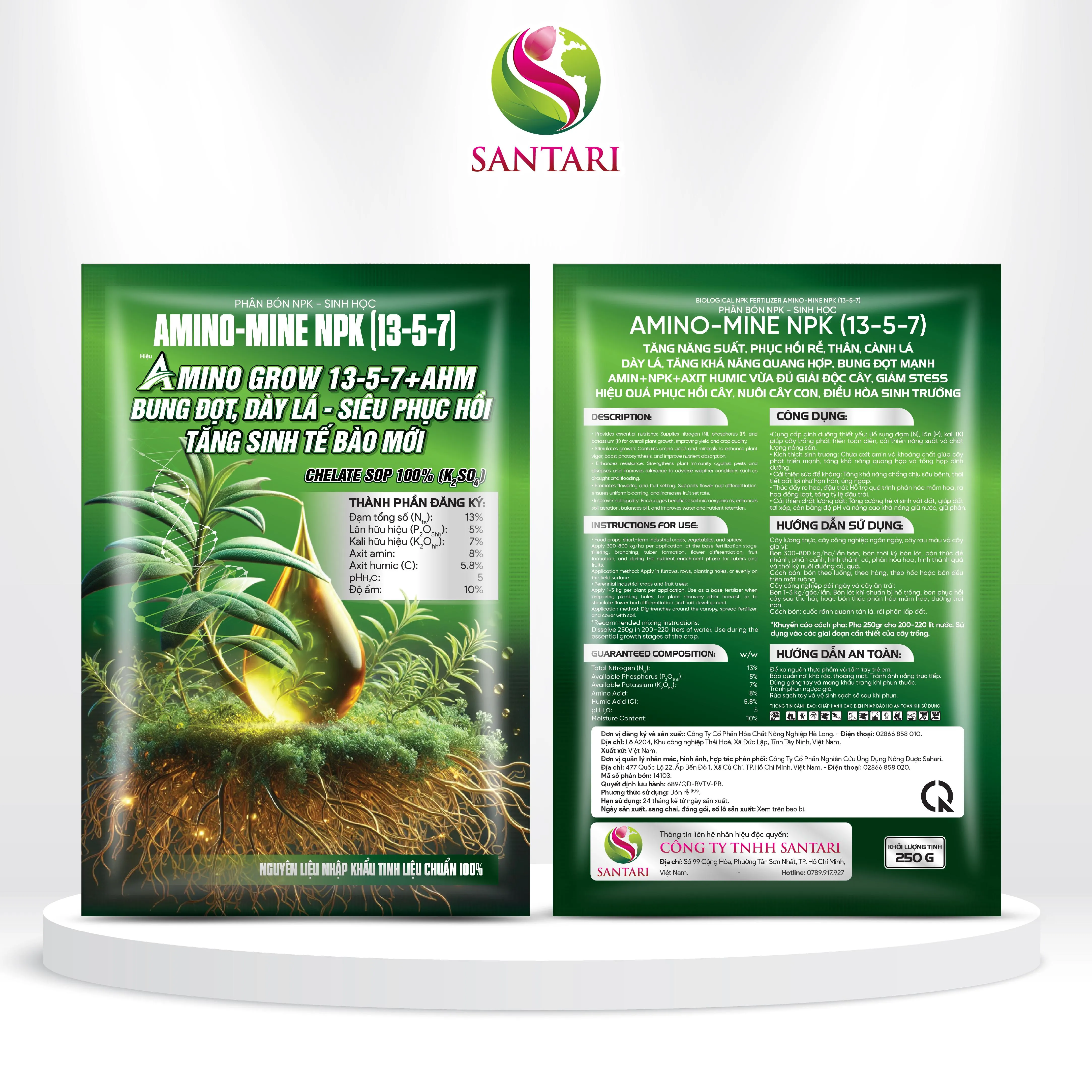 PHÂN BÓN LÁ NPK SINH HỌC AMINO-MINE NPK (13-5-7) HIỆU AMINO GROW 13-5-7+AHM