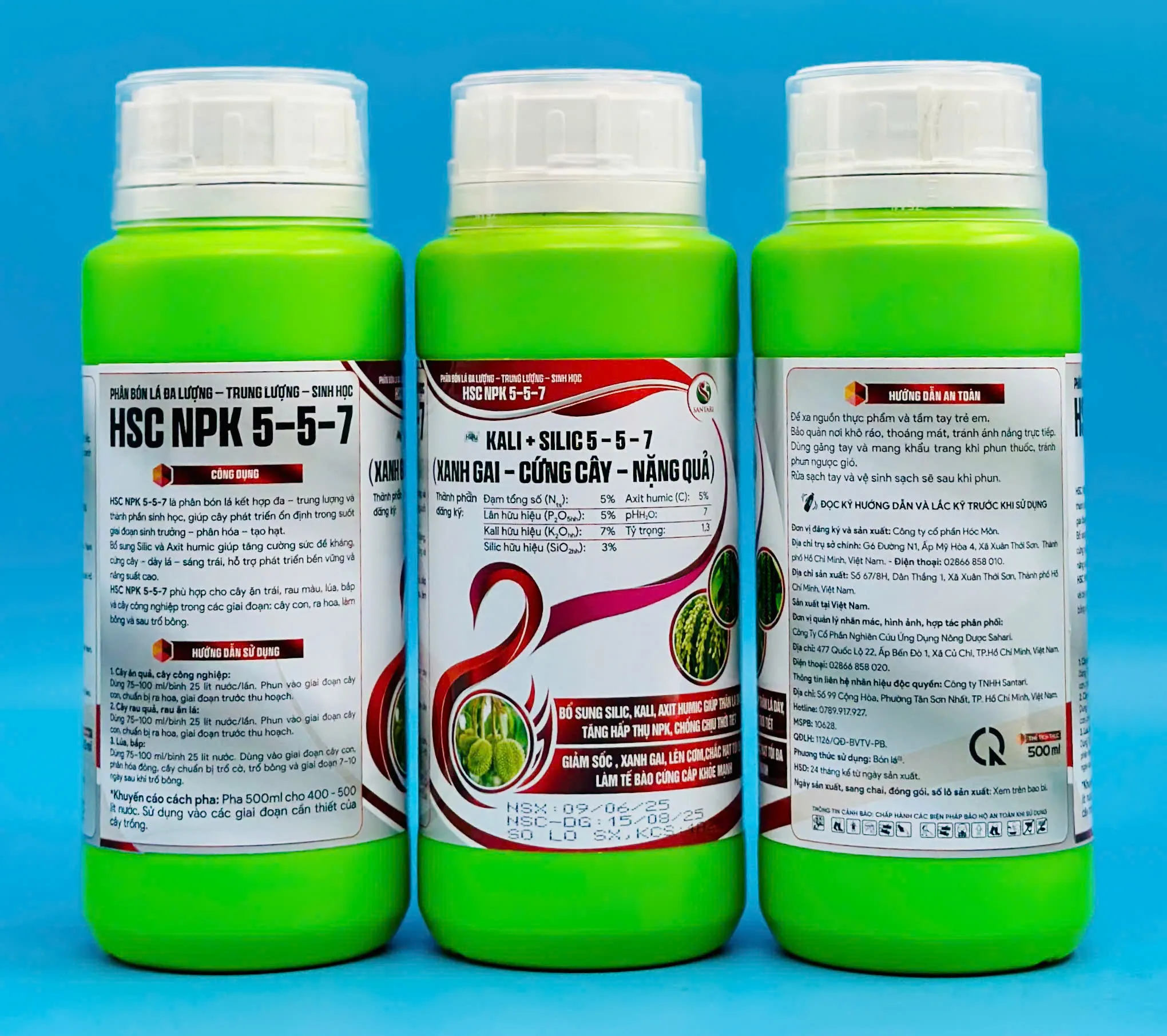 PHÂN BÓN LÁ ĐA LƯỢNG-TRUNG LƯỢNG-SINH HỌC HSC NPK 5-5-7 HIỆU KALI+SILIC 5-5-7